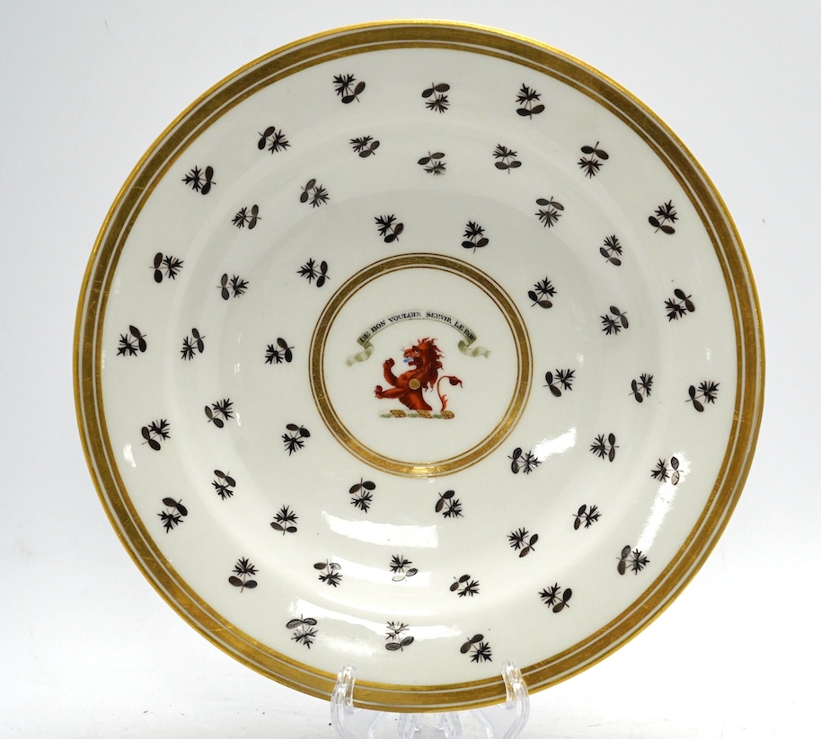 A Flight Barr & Barr Worcester Earl of Tankerville armorial plate, 25cm diameter. Condition - fair to good, some light scratching